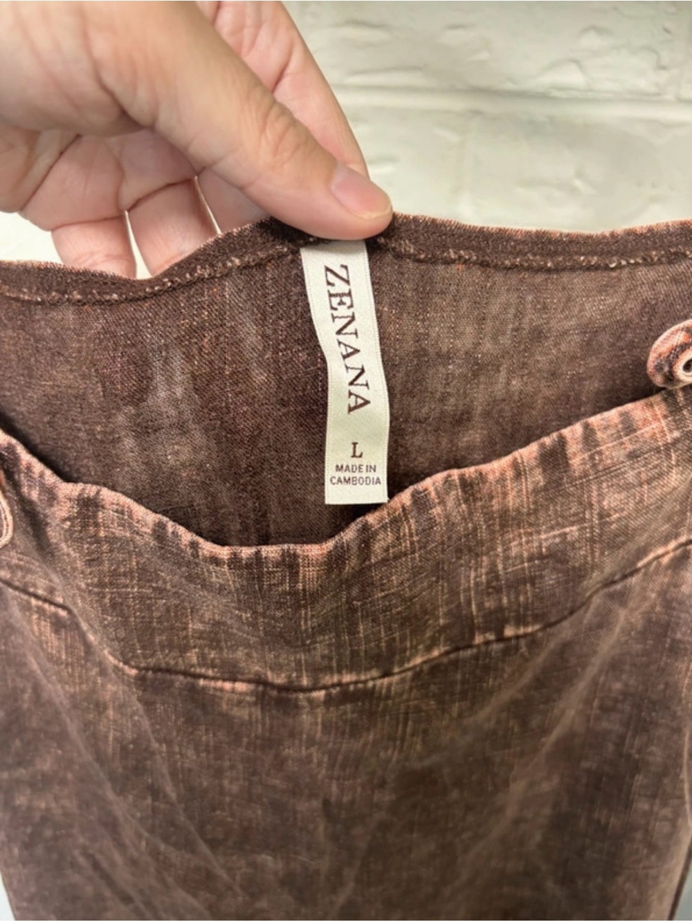 Zenana Outfitters Brown Corduroy Tie-Strap Mini Pinafore Romper - Picture 3 of 3